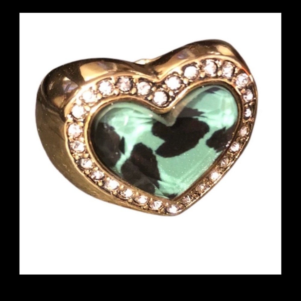 RETIRED BESTEY JOHNSON HEART LEOPARD GOLD TONE RING